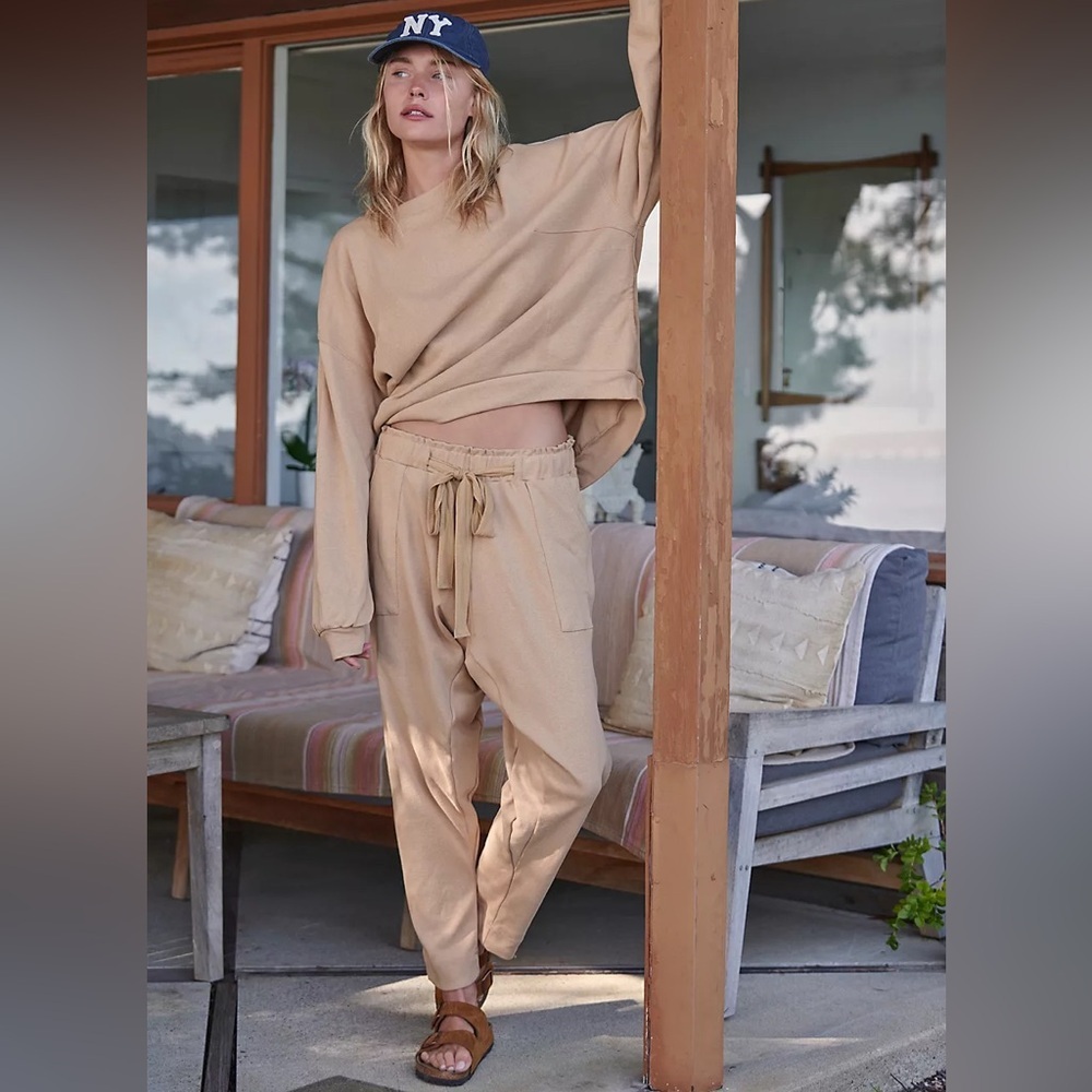 Free People Beach Monterey Pant, Tan, Size L